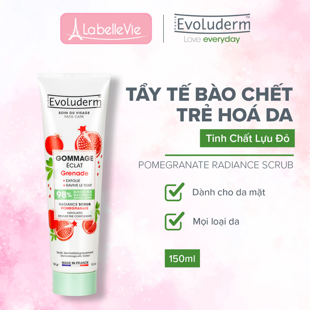 Tẩy tế bào chết Evoluderm tăng cường trẻ hóa chiết xuất Lựu Đỏ 150gr