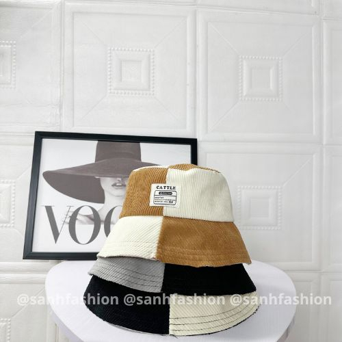 Mũ BUCKET vành tròn tem thêu CATTLE Nón tai bèo chất nhung vá màu cao cấp thời trang form unisex nam nữ_sanhfashion