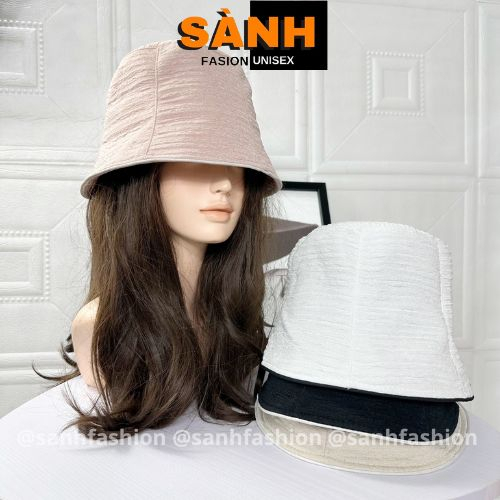 Mũ BUCKET vành cụp trơn viền vành Mũ tai bèo vải nhún cao cấp thời trang form unisex nam nữ_sanhfashion
