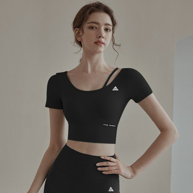 Áo croptop tập gym yoga Fitme Cover23 một dây chéo có mút vải hai lớp thoáng mát AC1DC