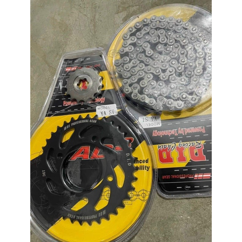 Nhông sên đĩa DID sirius xăng cơ và Jupiter xăng cơ Vàng Và Đen