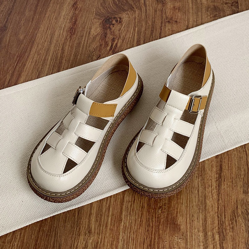 Giày rọ đạp gót quai dán 2 in 1 giả da cho nữ đế cao style ullzang