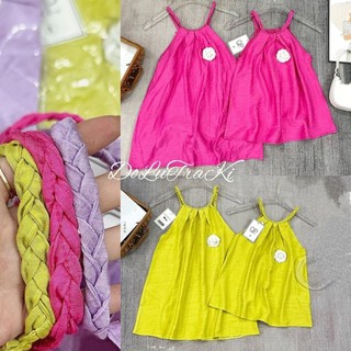 Váy cổ yếm quay đan tết xinh xắn bé gái