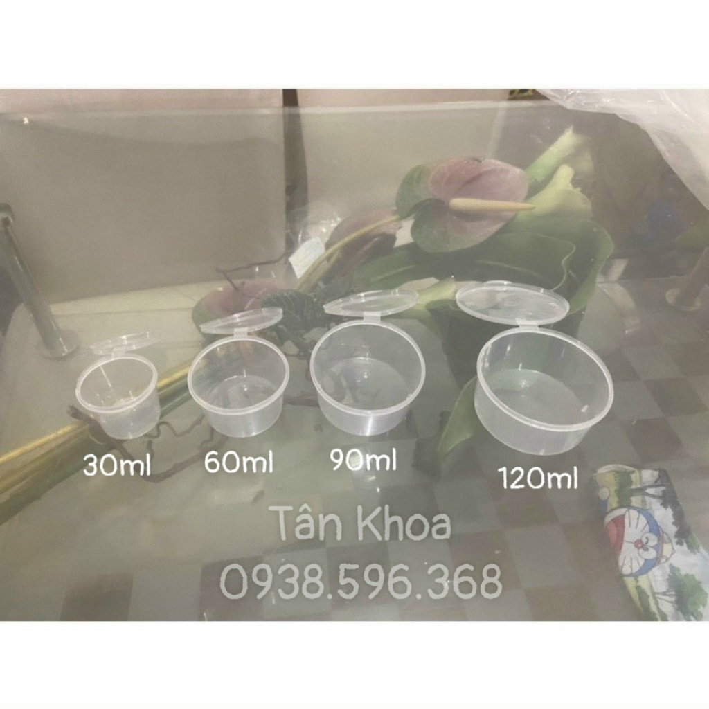 (1000 cái | HT) Hũ sốt nhựa cao cấp 1oz 30ml, 2oz 60ml, 3oz 90ml, 4oz 120ml đựng nước chấm có nắp liền dùng 1 lần