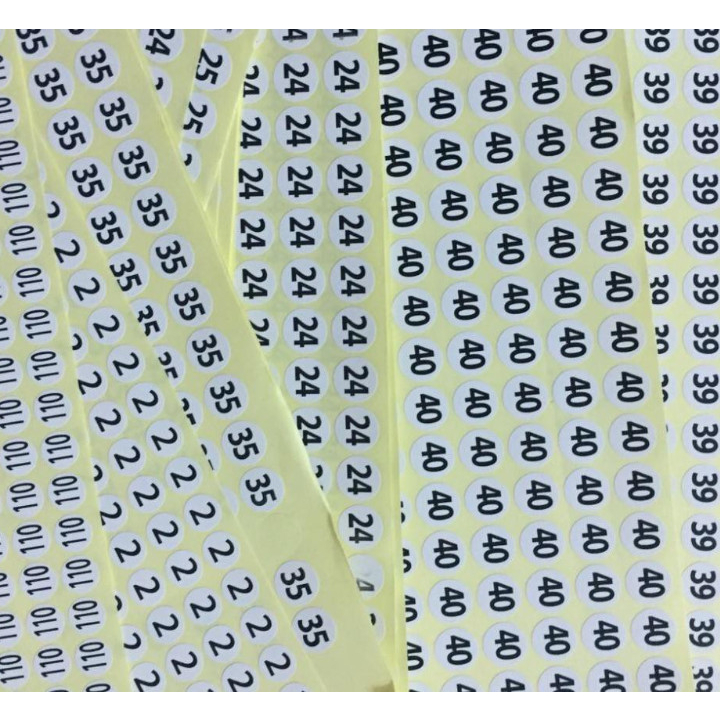 100 tờ tem size dán quần áo đủ cỡ