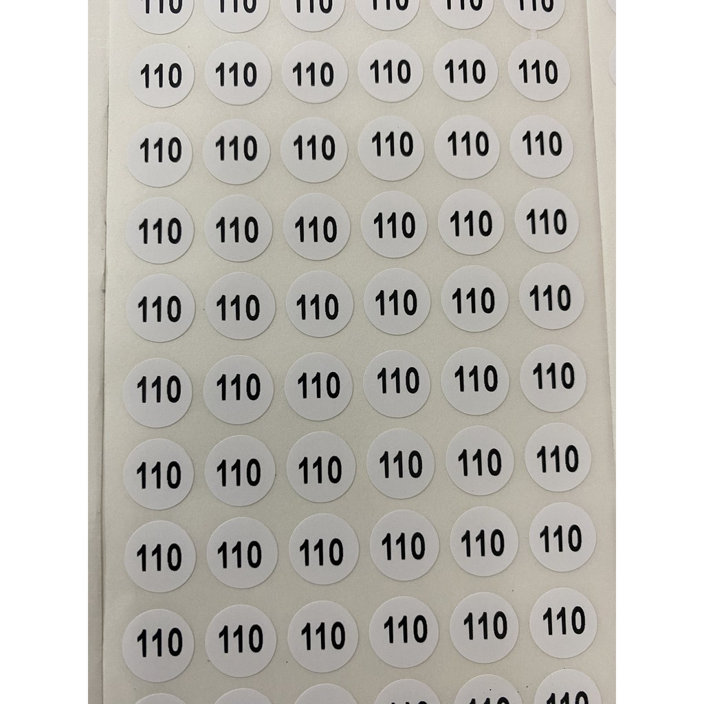 100 tờ tem size dán quần áo đủ cỡ