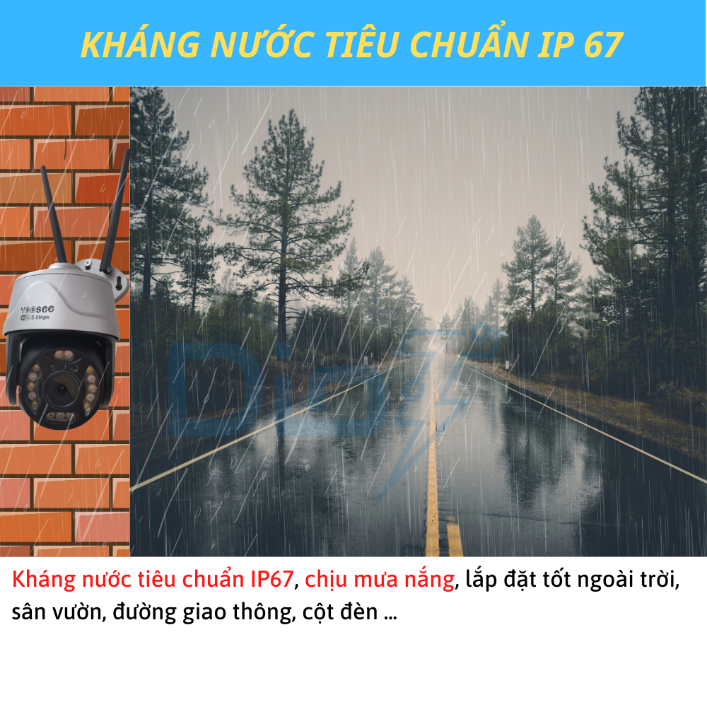 Camera wifi ngoài trời 3mpx siêu nét, chống nước, xoay 360 độ, báo động thông minh