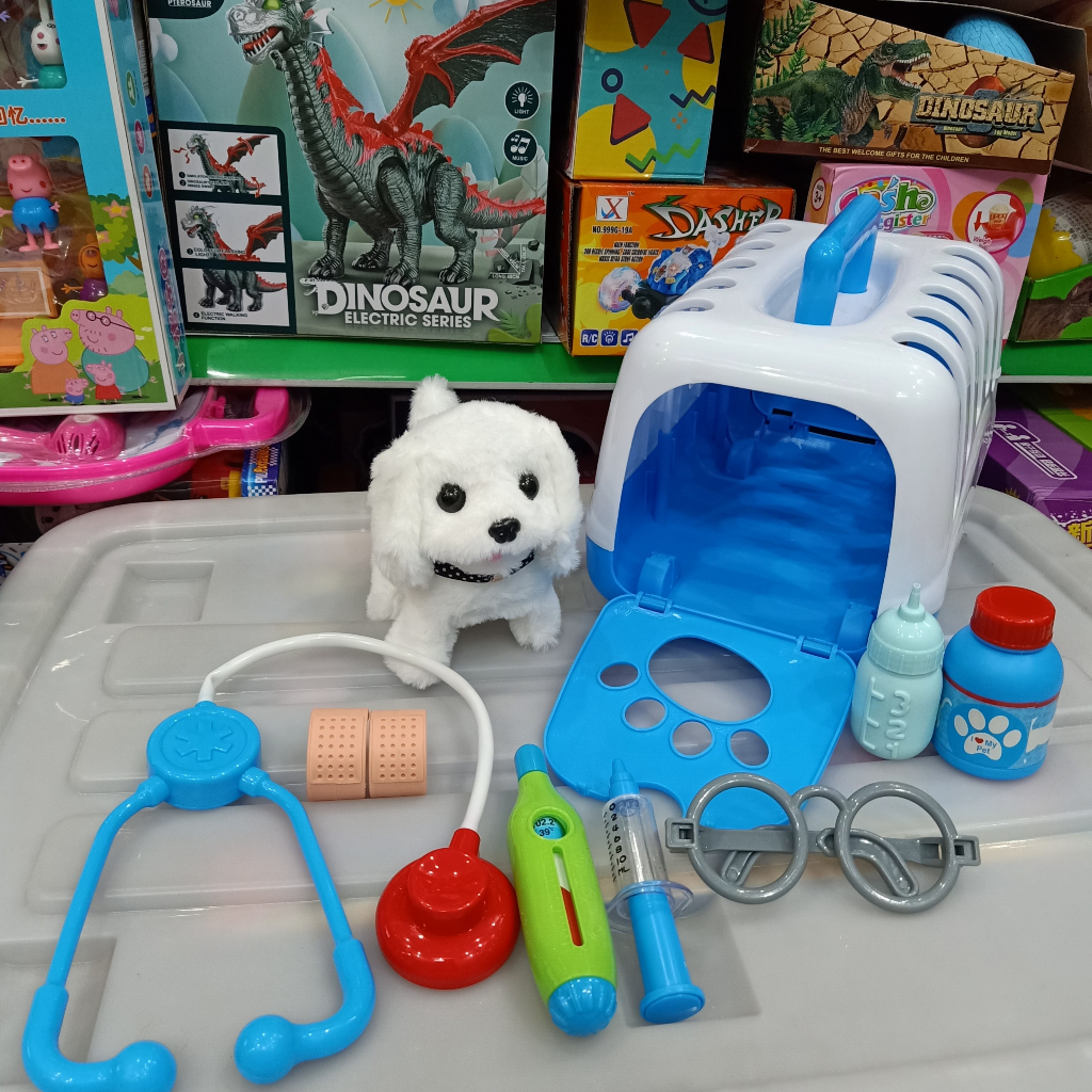 Đồ chơi chăm sóc thú cưng Cún Bông Biết Đi, Biết Sủa Vẫy Đuôi  đi kèm nhiều phụ kiện đồ chơi cho bé chơi