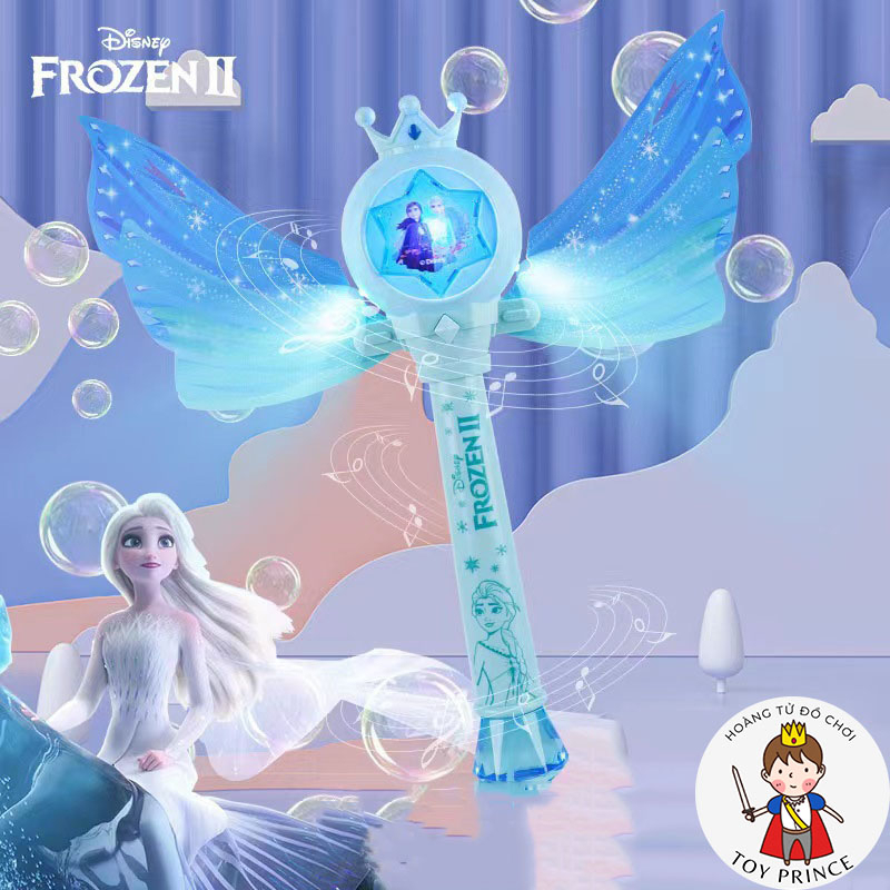 GẬY PHÉP THUẬT THỔI BONG BÓNG PHÁT NHẠC VÀ ĐÈN LIGHTSTICK CÔNG CHÚA ELSA KÈM PIN VÀ TÚI BỌT DISNEYLAND FROZEN