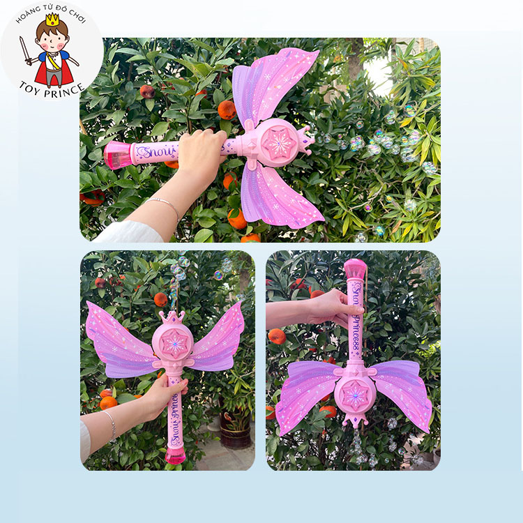 GẬY PHÉP THUẬT THỔI BONG BÓNG PHÁT NHẠC VÀ ĐÈN LIGHTSTICK CÔNG CHÚA ELSA KÈM PIN VÀ TÚI BỌT DISNEYLAND FROZEN