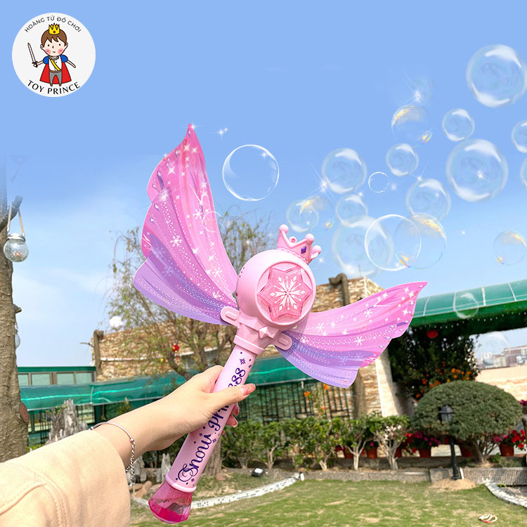 GẬY PHÉP THUẬT THỔI BONG BÓNG PHÁT NHẠC VÀ ĐÈN LIGHTSTICK CÔNG CHÚA ELSA KÈM PIN VÀ TÚI BỌT DISNEYLAND FROZEN