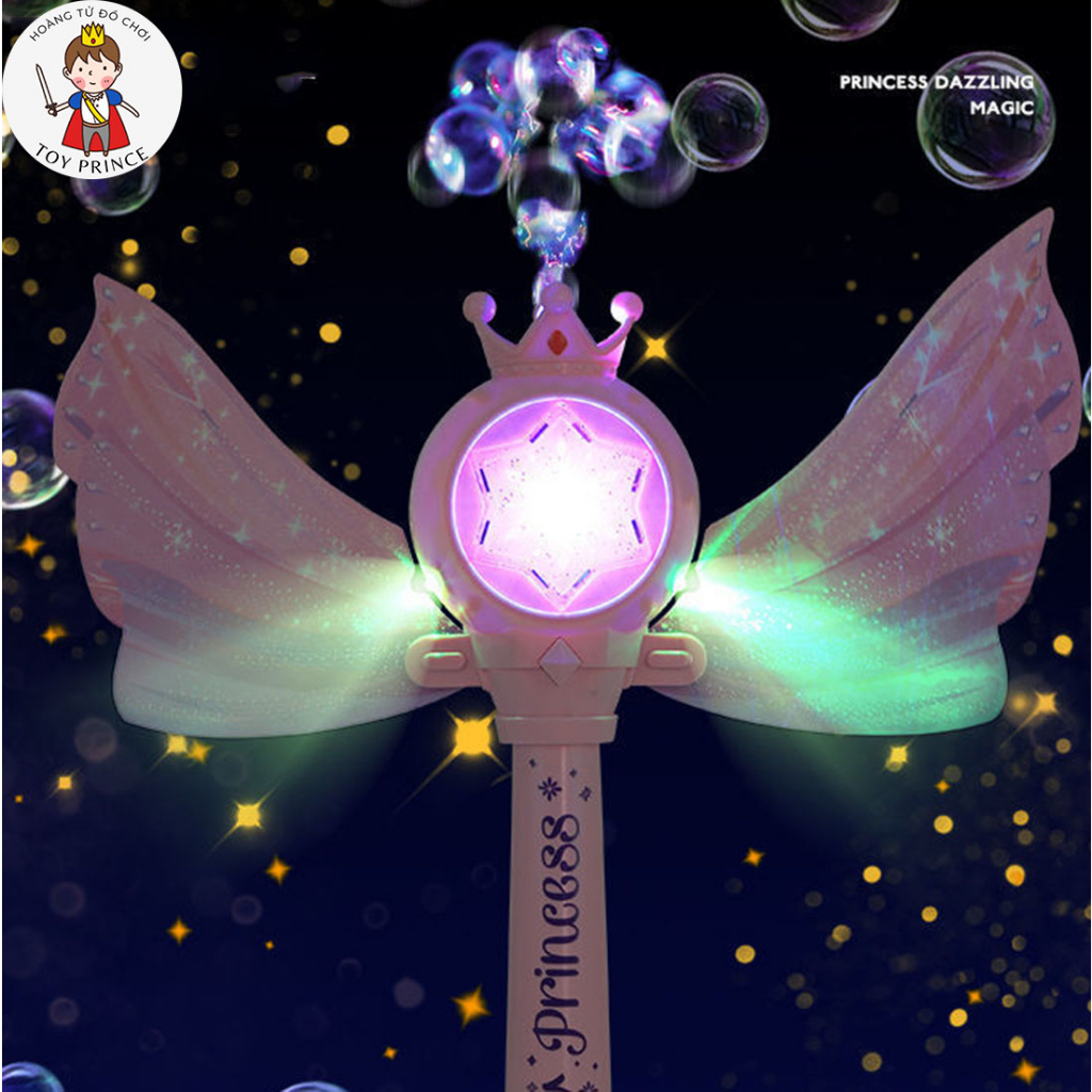 GẬY PHÉP THUẬT THỔI BONG BÓNG PHÁT NHẠC VÀ ĐÈN LIGHTSTICK CÔNG CHÚA ELSA KÈM PIN VÀ TÚI BỌT DISNEYLAND FROZEN