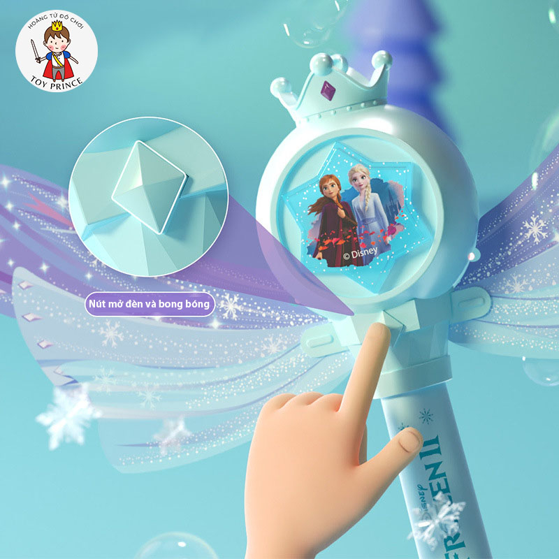 GẬY PHÉP THUẬT THỔI BONG BÓNG PHÁT NHẠC VÀ ĐÈN LIGHTSTICK CÔNG CHÚA ELSA KÈM PIN VÀ TÚI BỌT DISNEYLAND FROZEN