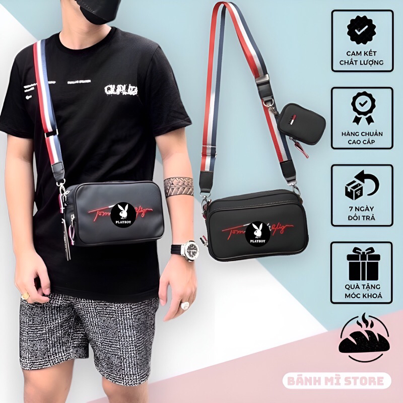 Túi Đeo Chéo Nam Nữ Cao Cấp Tomy Chất Liệu Da Si Chống Thấm Kèm Túi Mini | Bánh Mì Store