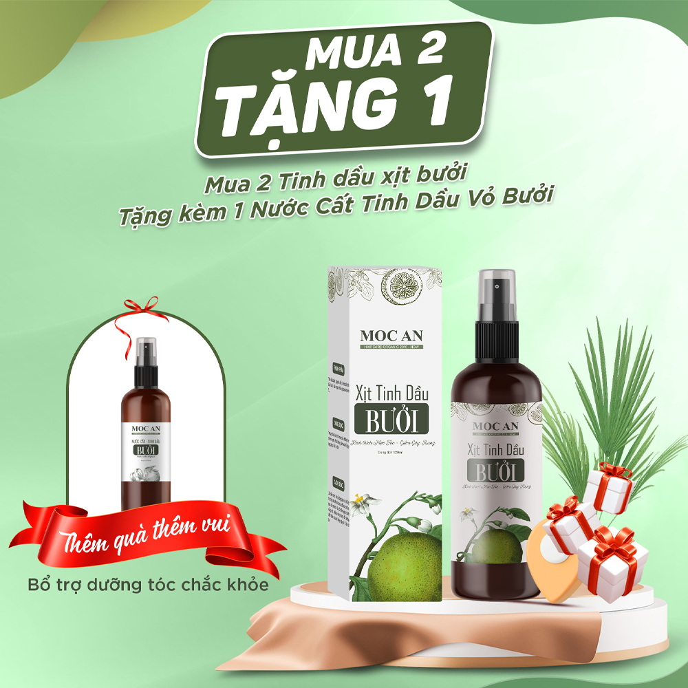 Tinh Chất Xịt Bưởi Nguyên Chất Mộc Ân Haircare 120ml giúp tóc chắc khỏe, giảm rụng tóc và dài nhanh