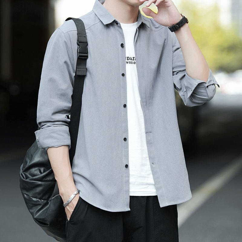 Áo Sơ Mi Nam Dáng Rộng Dài Tay VICENZO đứng form, sơ mi nam tay dài form rộng trẻ trung năng động Chất Đũi Hàn- ASMN01