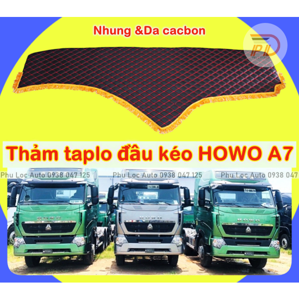 Thảm chống nắng taplo xe đầu kéo HOWO A7 420 375 SITRAK T7H 440 loại nhung và da cacbon cao cấp
