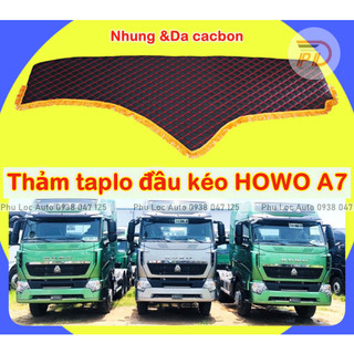 Thảm chống nắng taplo xe đầu kéo howo a7 420 375 sitrak t7h 440 loại nhung và da cacbon cao cấp