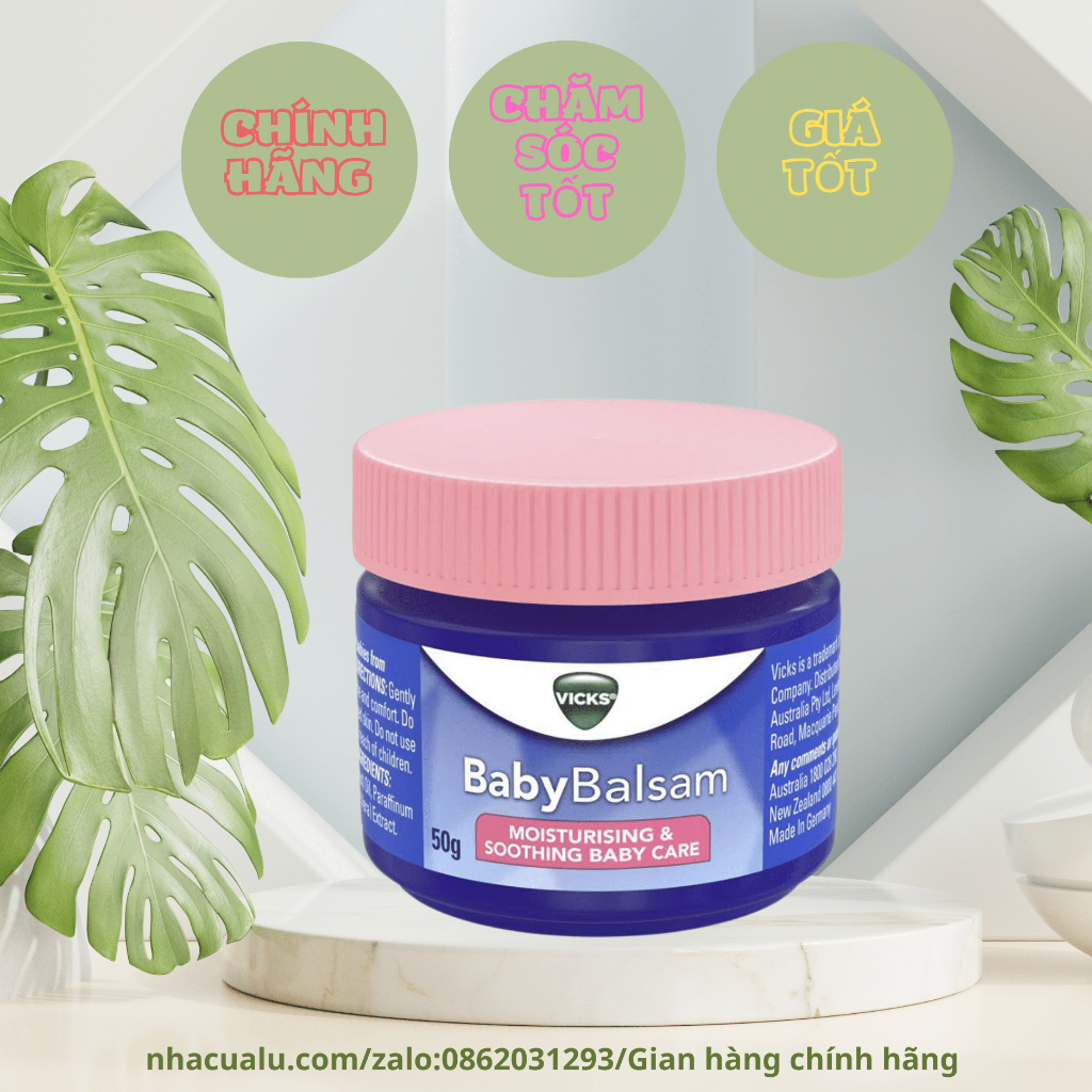 Dầu bôi ấm ngực Vick Baby Balsam Úc, giữ ấm cho bé 50g