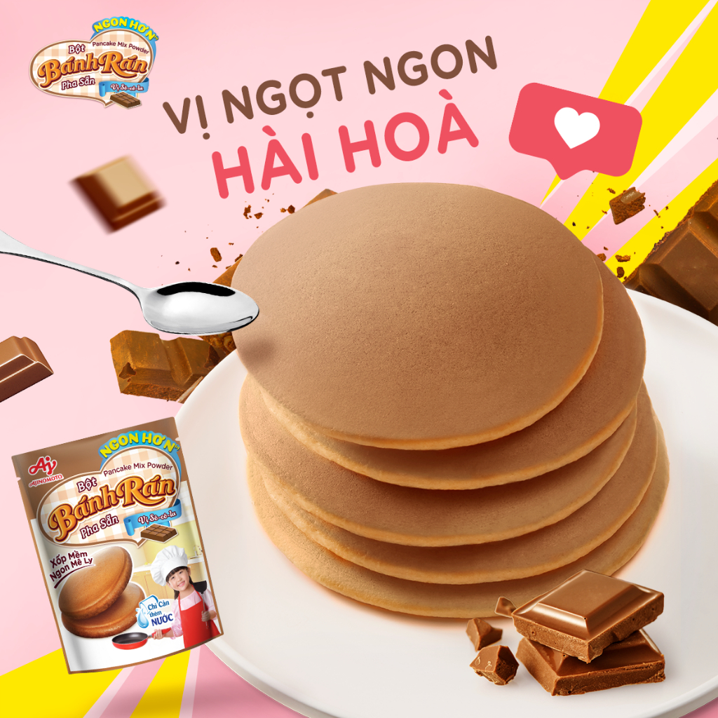 Combo 4 gói Bột Bánh Rán Pha Sẵn Vị Sô-cô-la Ajinomoto (200g/gói)