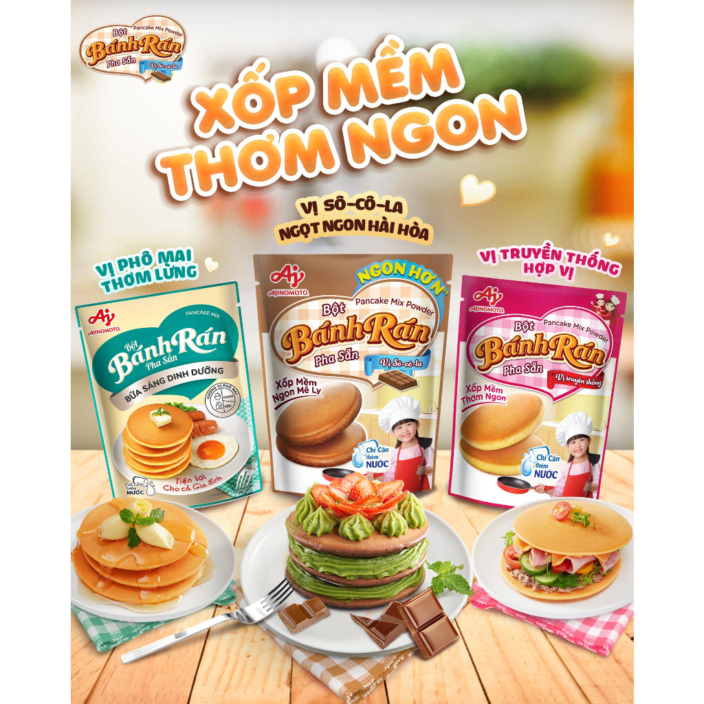 Combo 4 gói Bột Bánh Rán Vị Truyền Thống Ajinomoto (200g/gói)