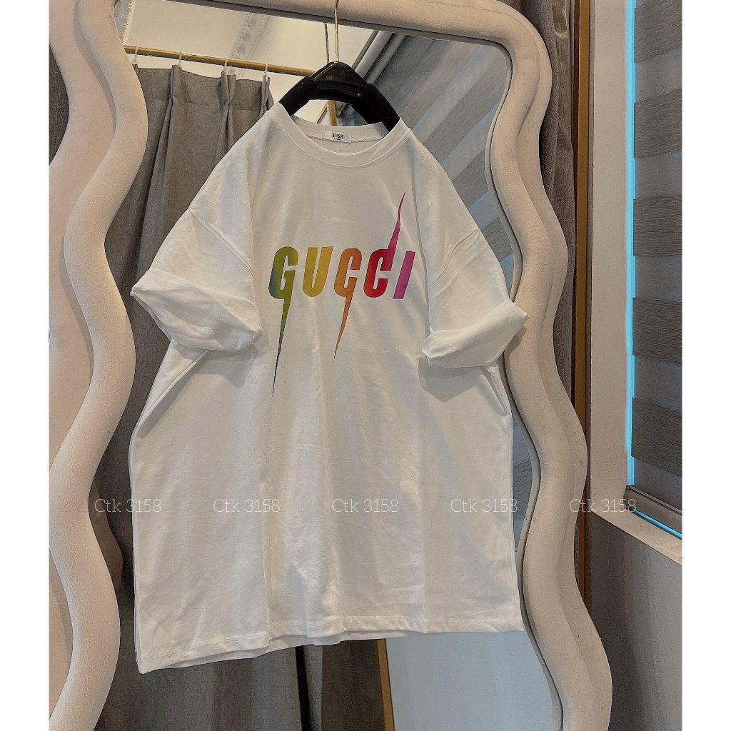 Áo Phông 3158 Chất Cotton Khô In Hình Vẩy Sơn Dáng Rộng Nam Nữ Unisex Bigsize Cổ Tròn Tay Lỡ - Áo Thun Ctk