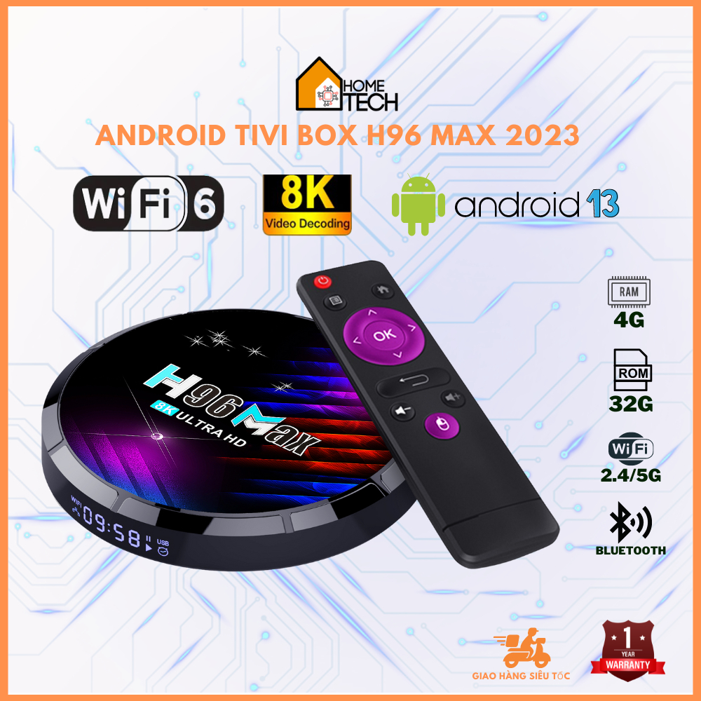 Android box H96 Max model 2023 Rockchip RK3528 8K TV box Android 13 RAM 4G Bộ Nhớ 32G WIFI 6 băng tần Kép Bluetooth 5.0