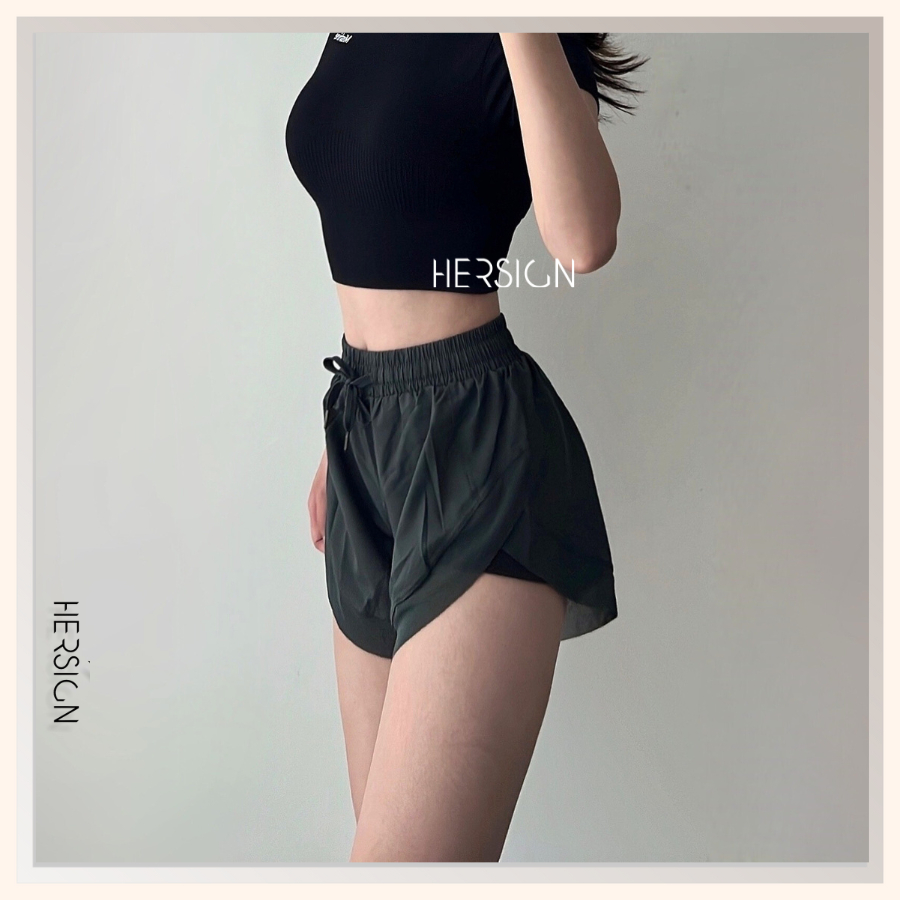 Quần đùi tập gym nữ 2 lớp dáng bồng Quần short thể thao nữ HERSIGN-NGO14