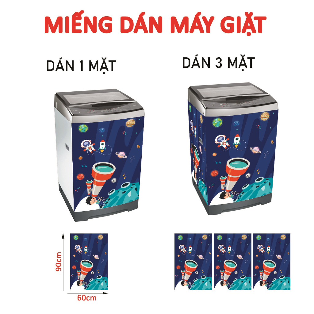 Decal dán máy giặt CẬU BÉ KHÁM PHÁ HÀNH TINH - THUTHAODECOR