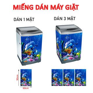 Decal dán máy giặt - tủ lạnh mini cá heo đại dương - trang trí nhà cửa