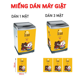Decal dán máy giặt - tủ lạnh mini GẤU VÀNG BROWN