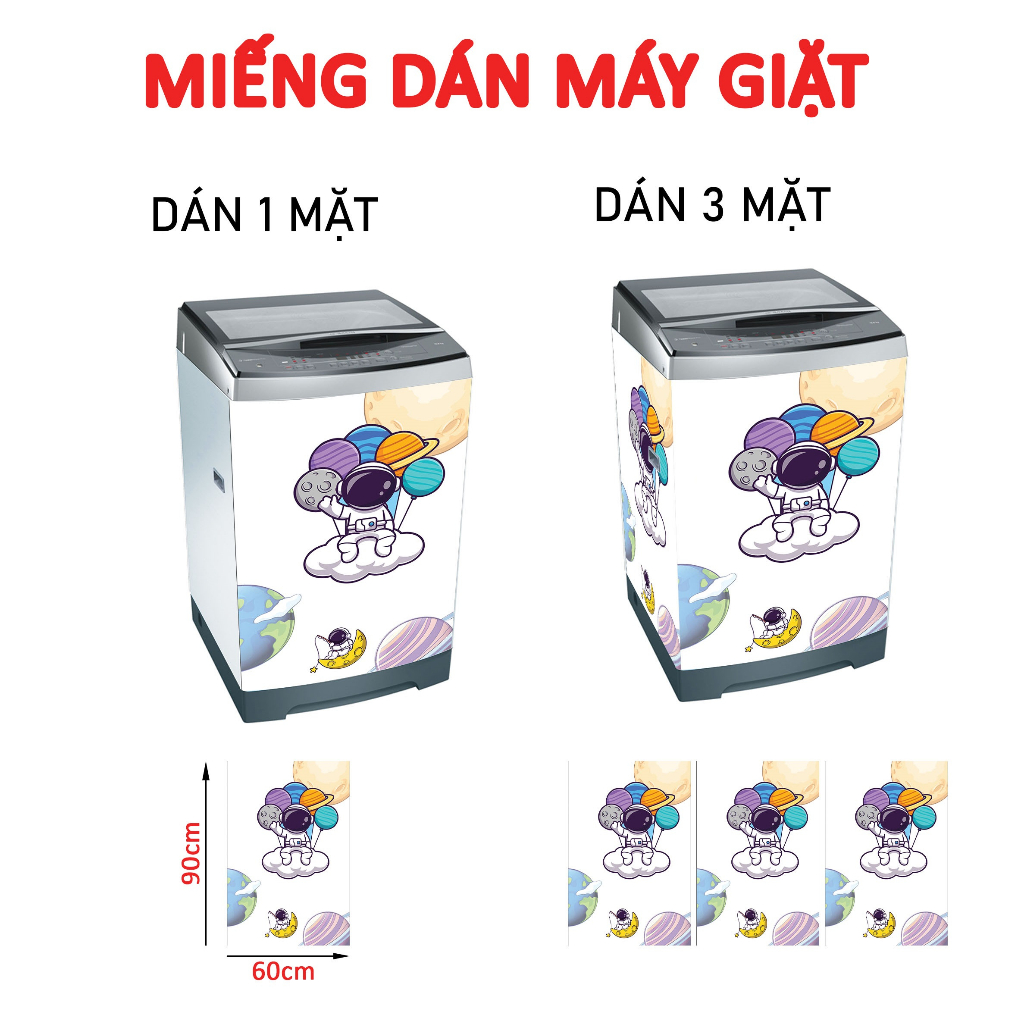 Decal dán máy giặt CẬU BÉ DU HÀNH - tủ lạnh mini