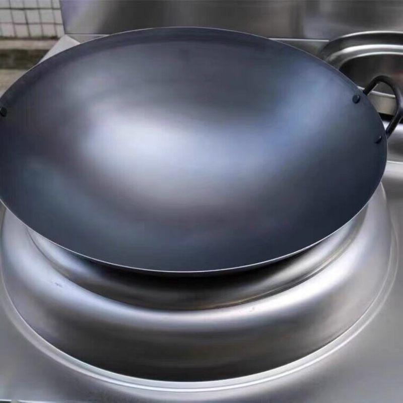 Chảo thép tôi sẵn chống dính đáy tròn 2 quai chắc chắn,dày, Chảo Thép Bếp Khò , Chảo Thép Công nghiệp.