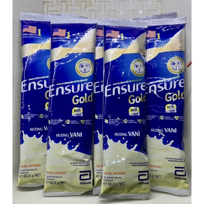 Chính Hãng - 10 gói Ensure Gold Hương Vanilla - gói 60,6g - Cam kết HSD MỚI