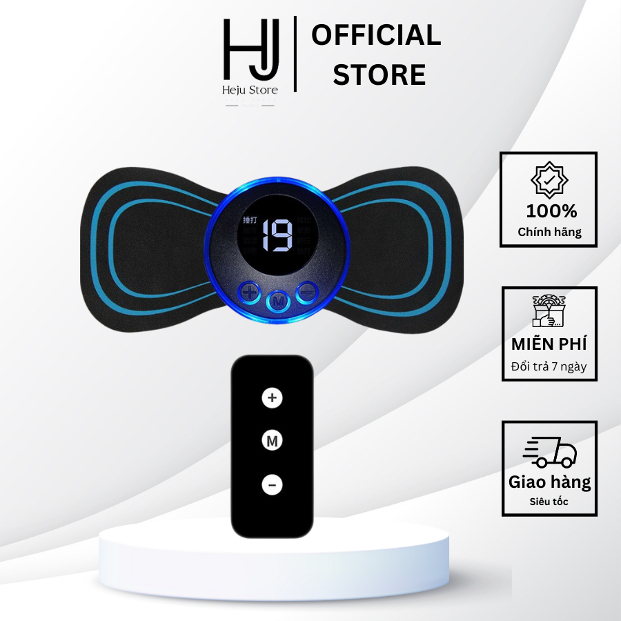 Máy Massage Mini Cầm Tay Có Remote, Tấm Dán Massage Đa Năng - Xung Điện Từ Giúp Tăng Cường Tuần Hoàn Máu, Giảm Đau Nhanh