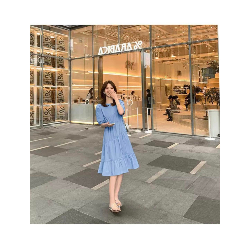 Đầm lụa tằm 3 màu rút eo V2725 Aholic