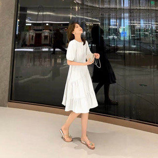 Đầm lụa tằm 3 màu rút eo V2725 Aholic