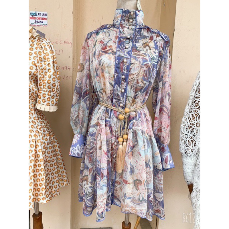 Váy hoa tơ quý tộc ZMM hoạ tiết xinh xuất sắc