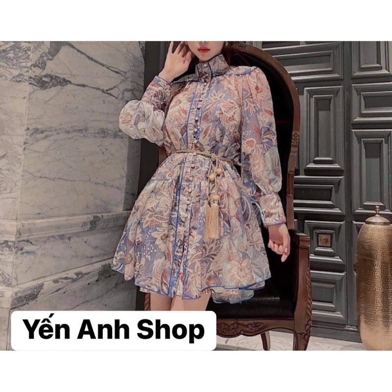 Váy hoa tơ quý tộc ZMM hoạ tiết xinh xuất sắc