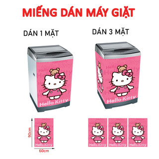 Decal dán máy giặt HELLO KITTY HỒNG ĐẠM - tủ lạnh mini