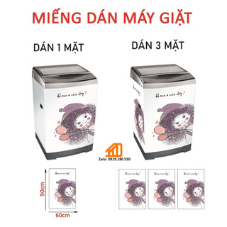 Decal dán máy giặt  TÓC XOĂN (trắng) - tủ lạnh mini