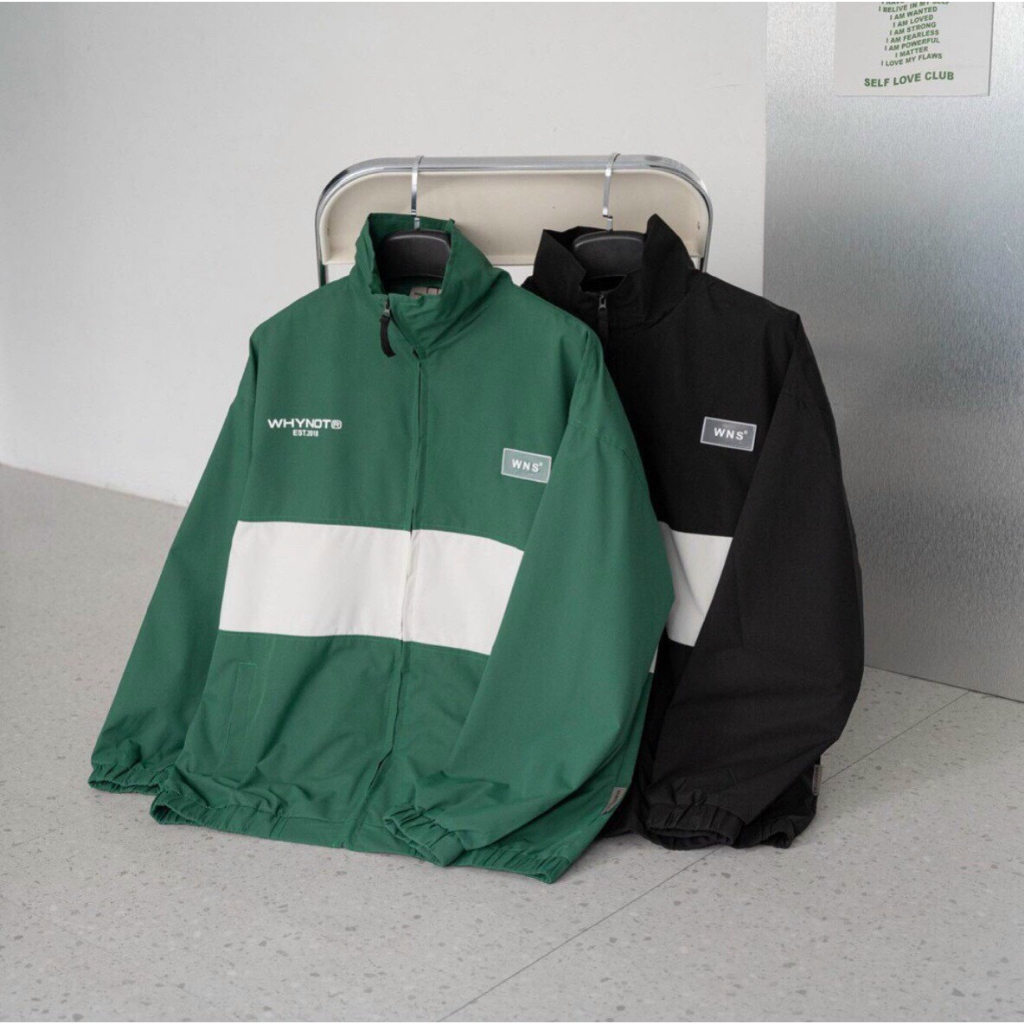 Áo khoác nam unisex cổ đứng vải dù 2 lớp phối màu độc lạ họa tiết chữ, áo khoác bomber jacket