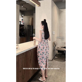 Đầm hoa tay sát nách dáng dài