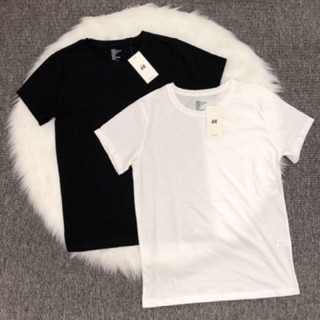 Áo thun nữ HM trắng /đen cổ tròn và cổ tim vnxk