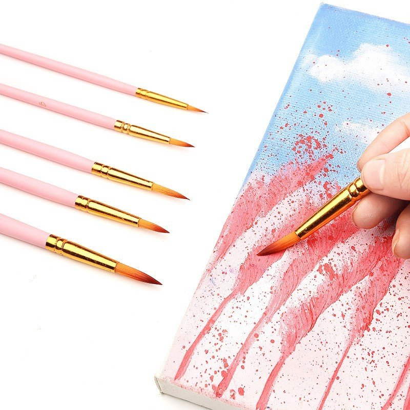 Bộ Cọ Vẽ 6 Cây Màu Pastel Dễ Thương Thích Hợp Vẽ Màu Acrylic, màu Nước, Guache - Hidari
