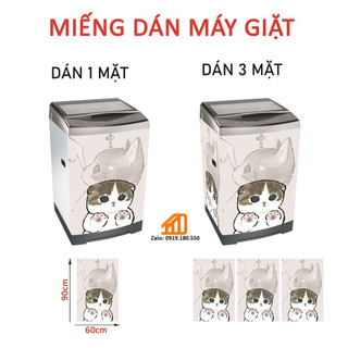 Decal dán máy giặt mèo buồn - tủ lạnh mini