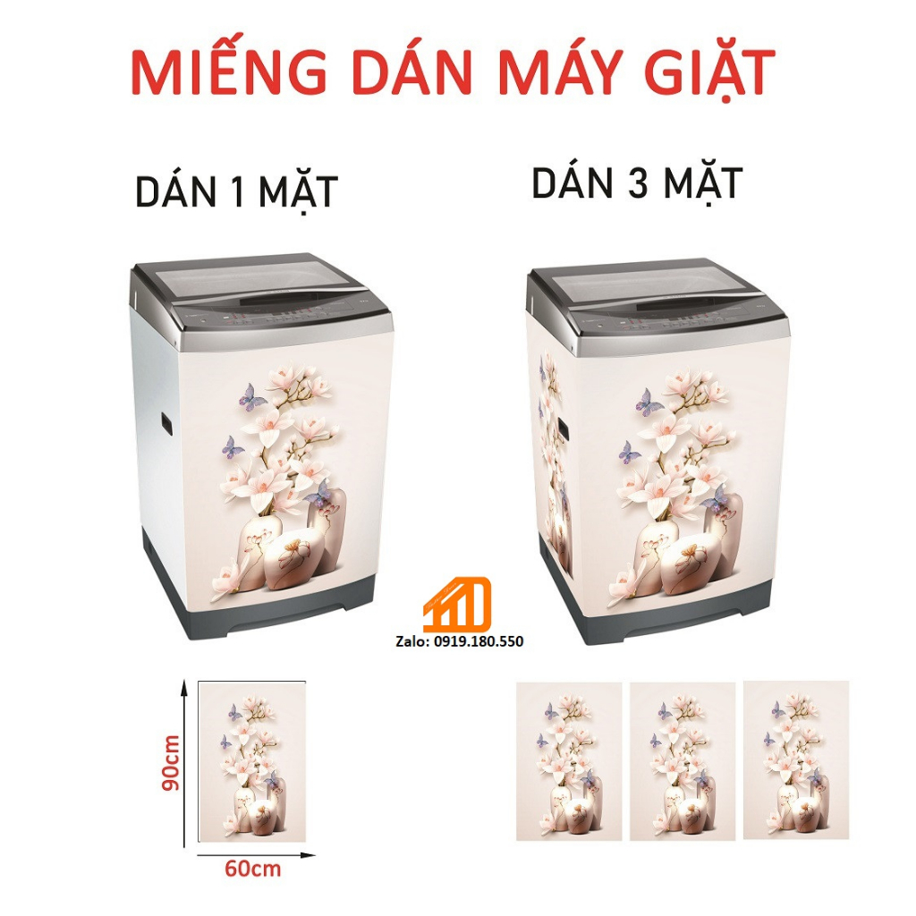 Decal dán máy giặt - tủ lạnh mini BÌNH GỐM TRẮNG - Trang trí nhà cửa
