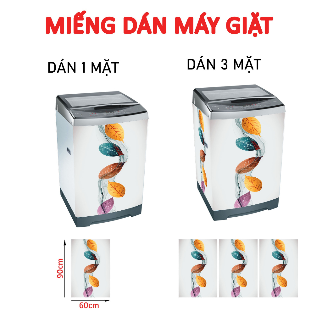 Decal dán máy giặt - tủ lạnh mini SẮC MÀU CỦA LÁ - Trang trí nhà cửa