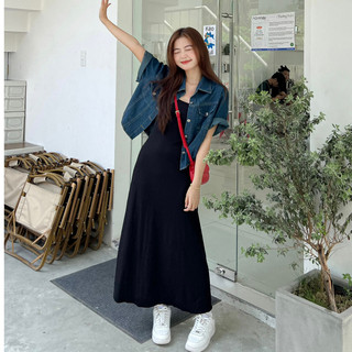 Áo denim mềm form croptop (ảnh thật)