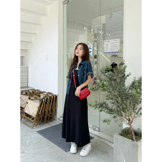 Áo denim mềm form croptop (ảnh thật)